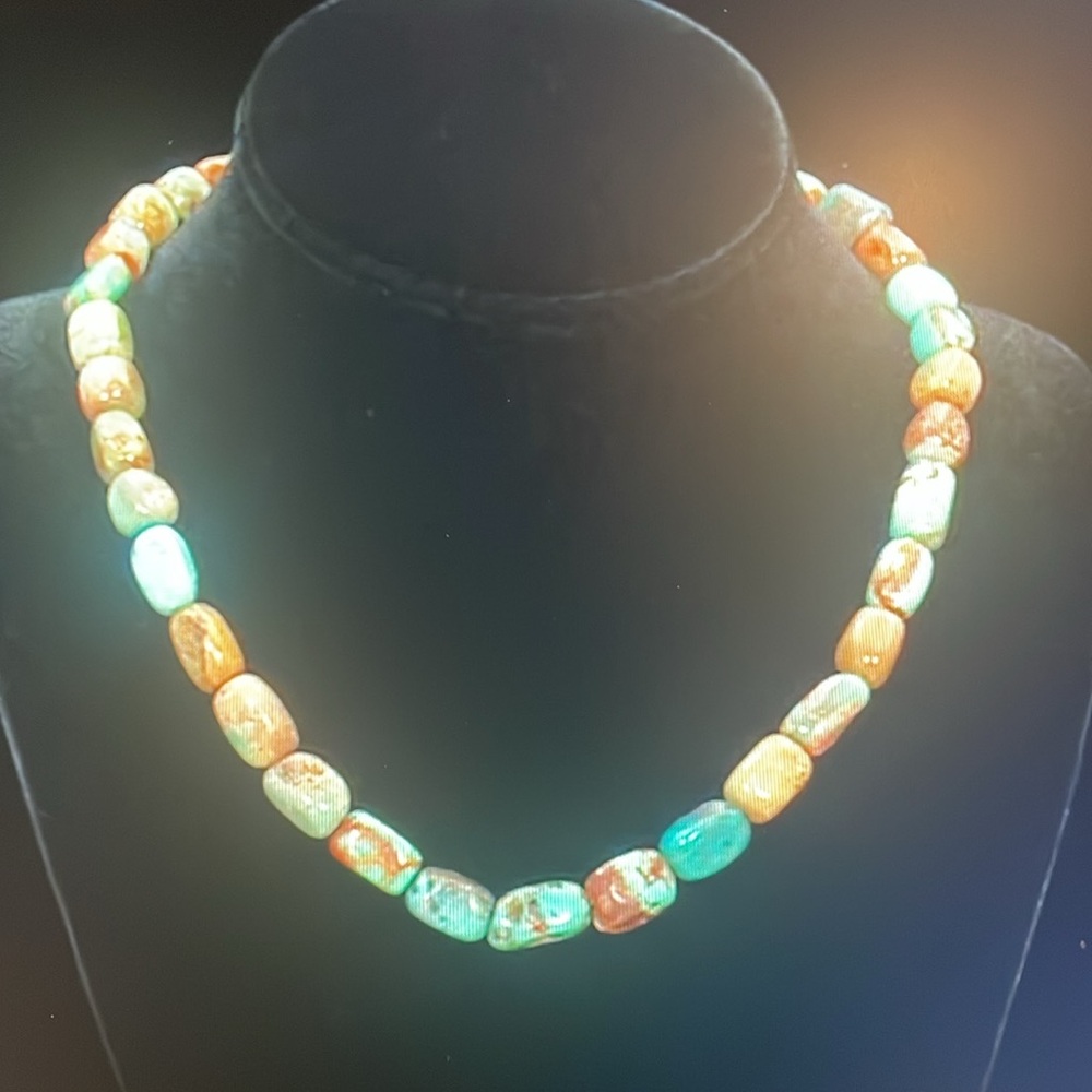 18” Kingman turquoise necklace in matrix rhodium over sterling silver 
Jay King
